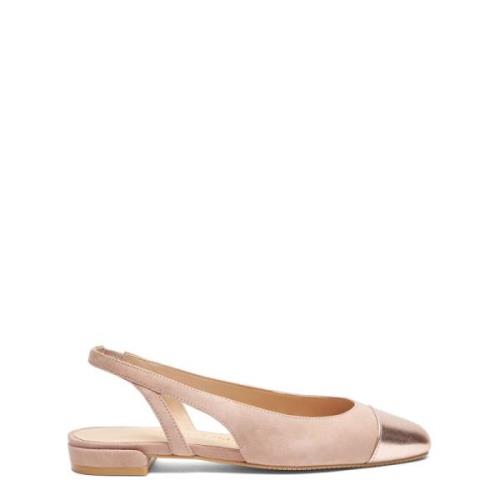 Stuart Weitzman Kontrast Tåkappa Slingback Platta Pink, Dam