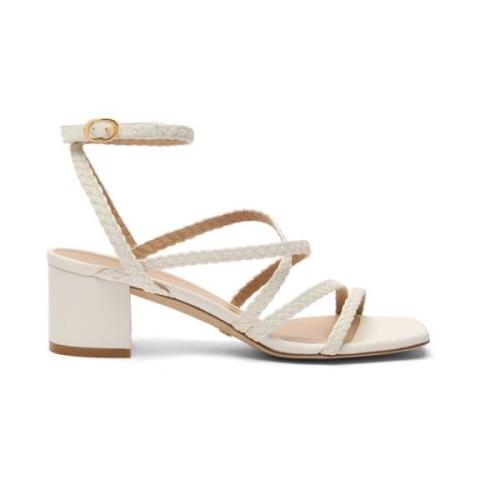 Stuart Weitzman Vävd Ankelrem Sandal Beige, Dam