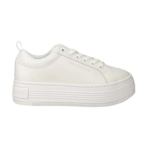 Calvin Klein Jeans Vita Lädersneakers för Kvinnor White, Dam