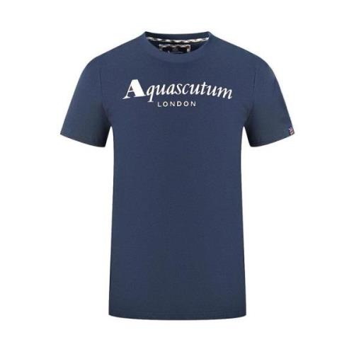 Aquascutum Bomull T-shirt med Union Jack flagga Blue, Herr