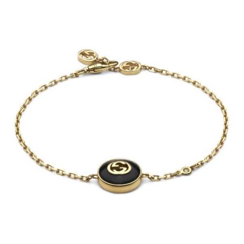 Gucci Interlocking armband i gult guld, onyx och diamant Yellow, Dam