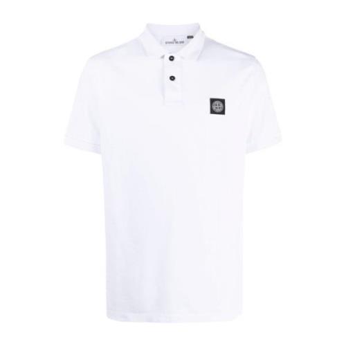 Stone Island Vit Bomull Patch Compass Polo White, Herr