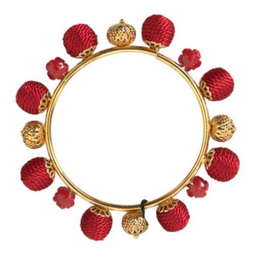 Dolce & Gabbana Guld Mässing Röd Sicilia Natale Rosor Armband Yellow, ...