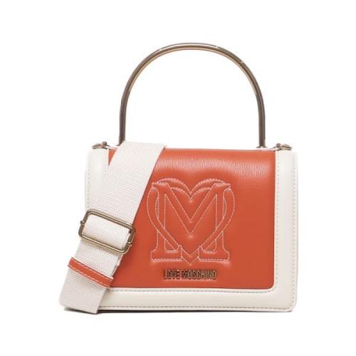 Love Moschino Monogram Mini Handtag Axelväska Orange Orange, Dam