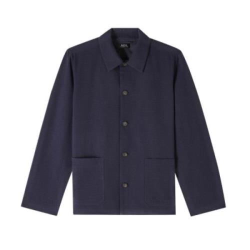 A.p.c. Marinblå Knappad Jacka Blue, Herr