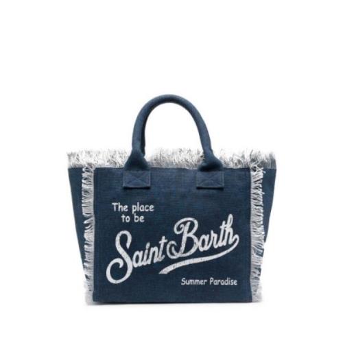 MC2 Saint Barth Fringed Vanity Toteväska Blue, Dam