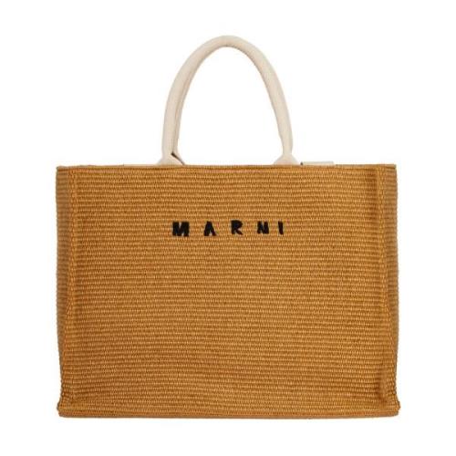 Marni Stor Raffia Toteväska Beige, Dam