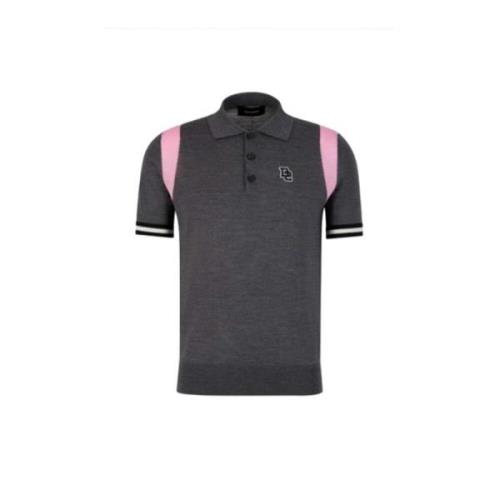 Dsquared2 Logo Patch Ull Polo Skjorta Gray, Herr