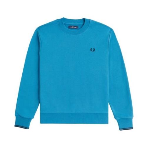 Fred Perry Blå Crew-neck Sweatshirt Bomullsblandning Blue, Herr