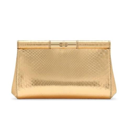 Dolce & Gabbana Guldton Snakeskin Clutch Väska Yellow, Dam