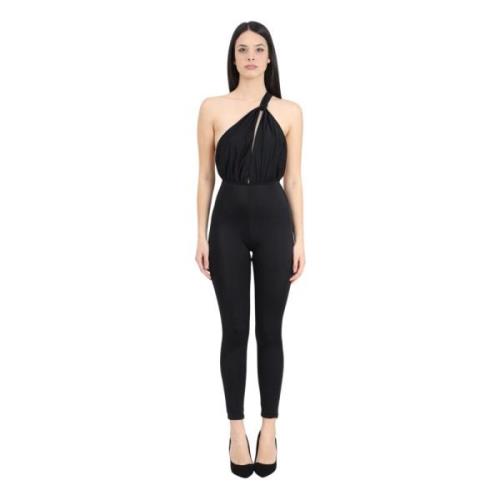 4Giveness Svart Jumpsuit Rygglös Enaxlad V-ringning Black, Dam