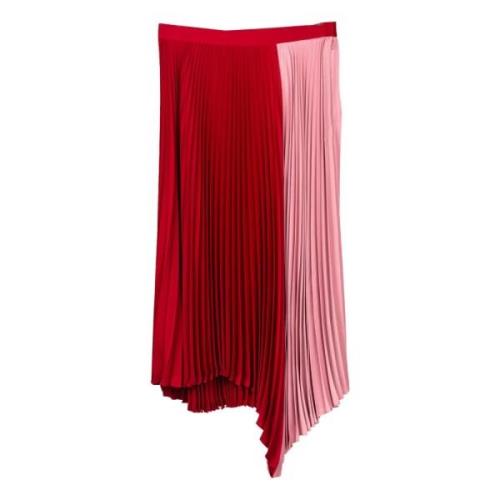 Maison Kitsuné Asymmetrisk Plisserad Kjol i Magenta Multicolor, Dam