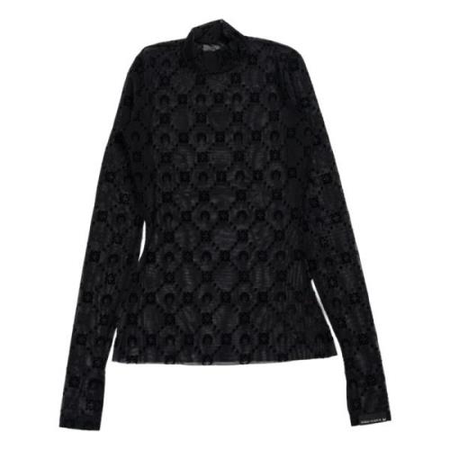 Marine Serre Monogram Flock High Neck Top Svart Black, Dam