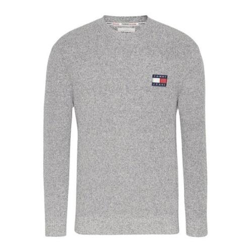 Tommy Jeans Chiné Logo Patched Sweater Gray, Herr