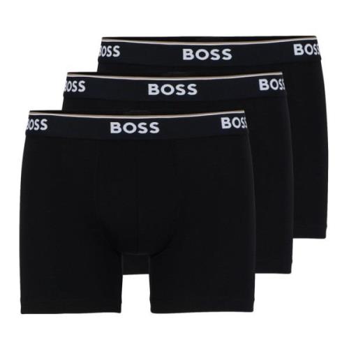 Hugo Boss Elastiska Bomullsboxershorts 3-Pack Svart Black, Herr