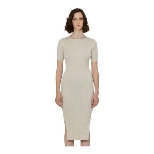 John Richmond Slim Fit Rund Hals Midi Klänning Beige, Dam