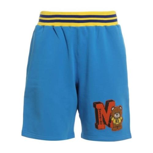 Moschino Bear Patch Bomull Track Shorts Blue, Herr