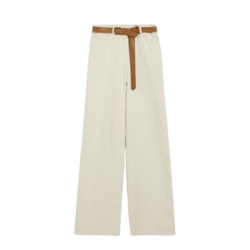 Max Mara Studio Beige Wide Leg Byxor Beige, Dam