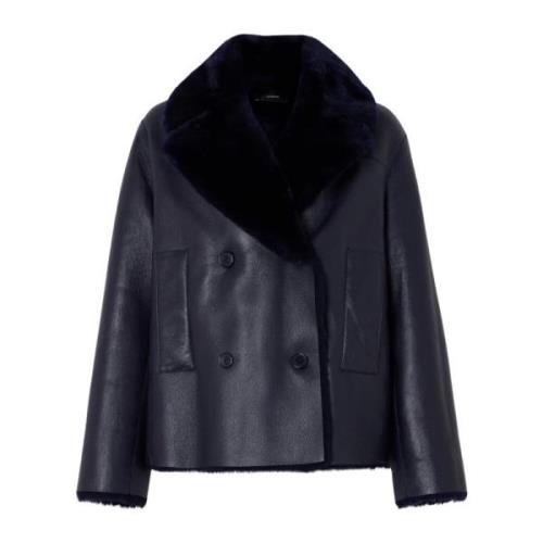 Joseph Shearling Calla Coat - Navy Blue, Dam