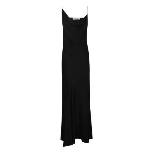 Philosophy di Lorenzo Serafini Svart Satin Slip Klänning Cowl Neck Bla...