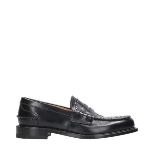 Mille885 Svart Läderloafer med Applikationer Black, Dam