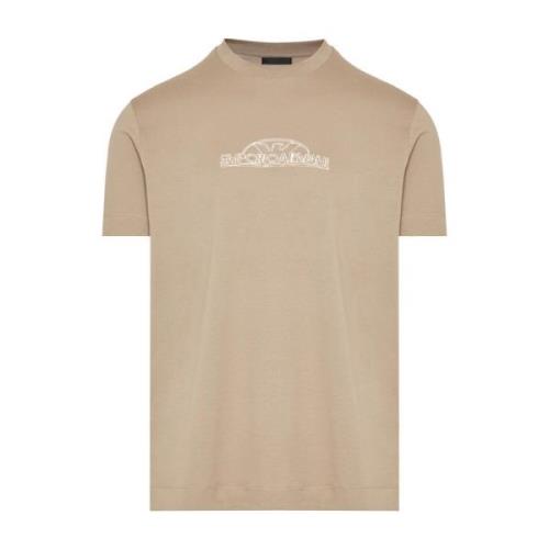 Emporio Armani Bomull T-shirt med 3D Design Beige, Herr