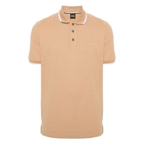 Hugo Boss Bomullspolotröja med broderad logotyp Beige, Herr