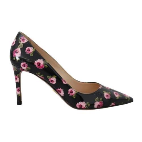 Prada Svart Blommigt Häl Pumps Multicolor, Dam