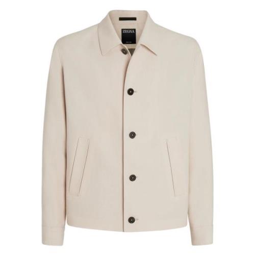 Ermenegildo Zegna Linnejacka med knappstängning fickor Beige, Herr