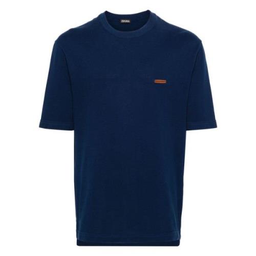 Ermenegildo Zegna Bomull T-shirt med Unik Design Blue, Herr