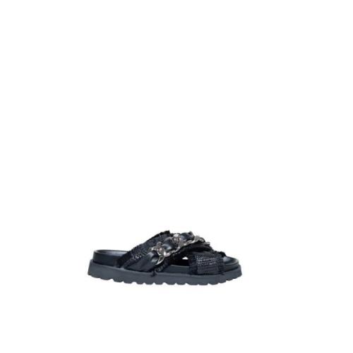 Cult Rafia Låg Klack Sandaler Vår/Sommar Kollektion Black, Dam