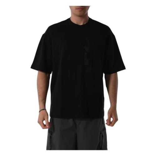 Armani Exchange Bomull T-shirt med Front Contrast Band Black, Herr