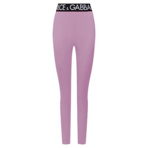Dolce & Gabbana Ikoniska elastiska leggings tillverkade i Italien Pink...