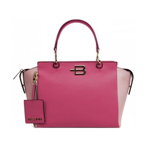 Baldinini Läderhandväska med dragkedja och avtagbara handtag Pink, Dam