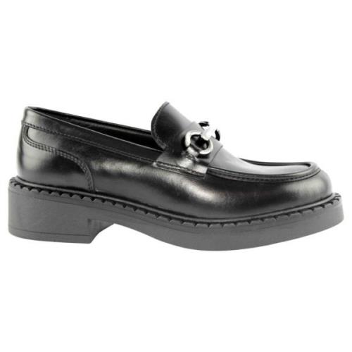 Marco Ferretti Svart Läder Loafer Tillbehör Black, Dam