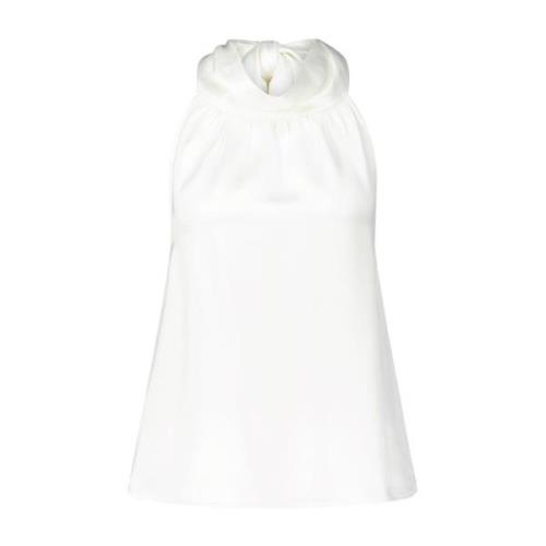 Hugo Boss Satin-Top med slipsdetalj White, Dam