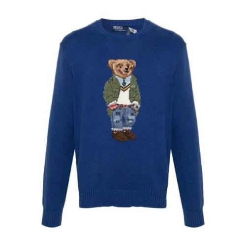 Ralph Lauren Blå Tröja med Polo Bear Motif Blue, Herr