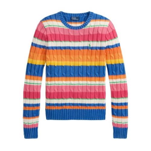 Ralph Lauren Randig Bomullströja med Rund Hals Multicolor, Dam