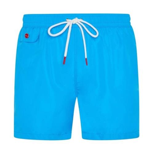 Kiton Turkosa Swim Boxer med Sidoficka Blue, Herr