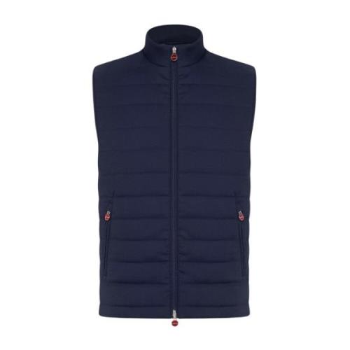 Kiton Blå Ull Gilet Dragkedja Stängning Blue, Herr