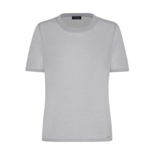 Kiton Silke Crew Neck Stickad T-shirt Gray, Dam