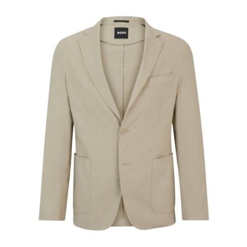 Boss Ljus Beige Linne Blazer Beige, Herr