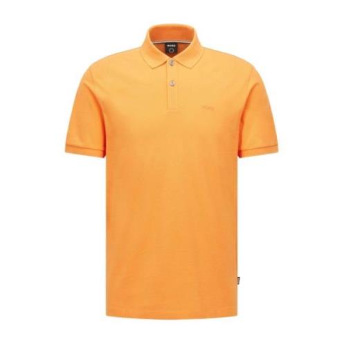 Boss Logo Piqué Polo Skjorta Lättvikt Orange, Herr