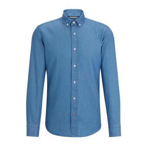 Boss Casual Button Down Blue Jeans Skjorta Blue, Herr