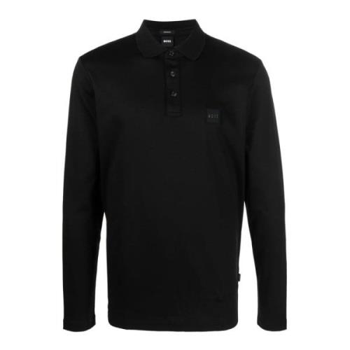 Boss Långärmad Jersey Polo Svart Black, Herr