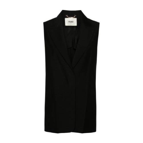 Fendi Peak Lapel Vest Black, Dam