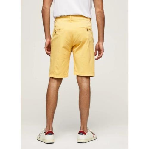 Pepe Jeans Stretch Bomull Chino Bermuda Shorts Yellow, Herr