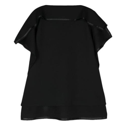 Junya Watanabe Svart Ruffle Top Ärmlös Asymmetrisk Nederkant Black, Da...