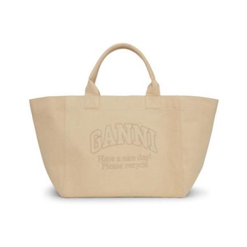 Ganni Almond Milk Shopper Väska Beige, Dam