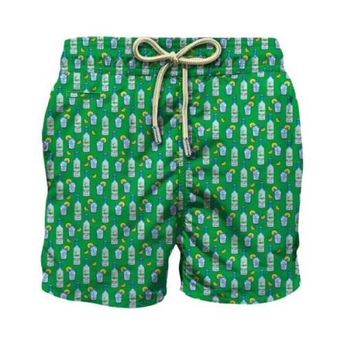 Saint Barth Vodka Print Badshorts Green, Herr